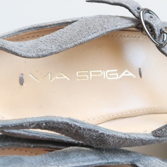 Via Spiga Grey Suede Open Toe Mary Jane Stiletto Heels / Sandals / Shoes Size 6 - Picture 15 of 16